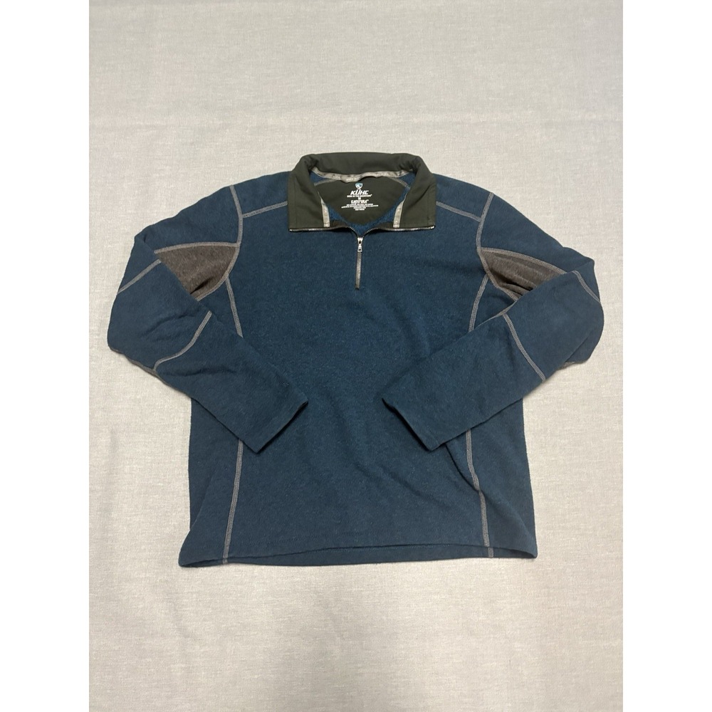 Kuhl Kashmira Mens Medium Blue 1/4 Quarter Zip Fleece Pullover Sweater